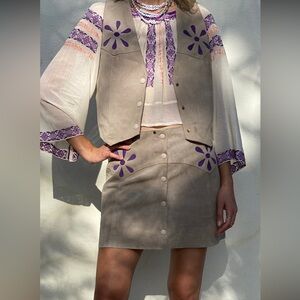 RARE vintage Two-Piece 60s/70s suede skirt set